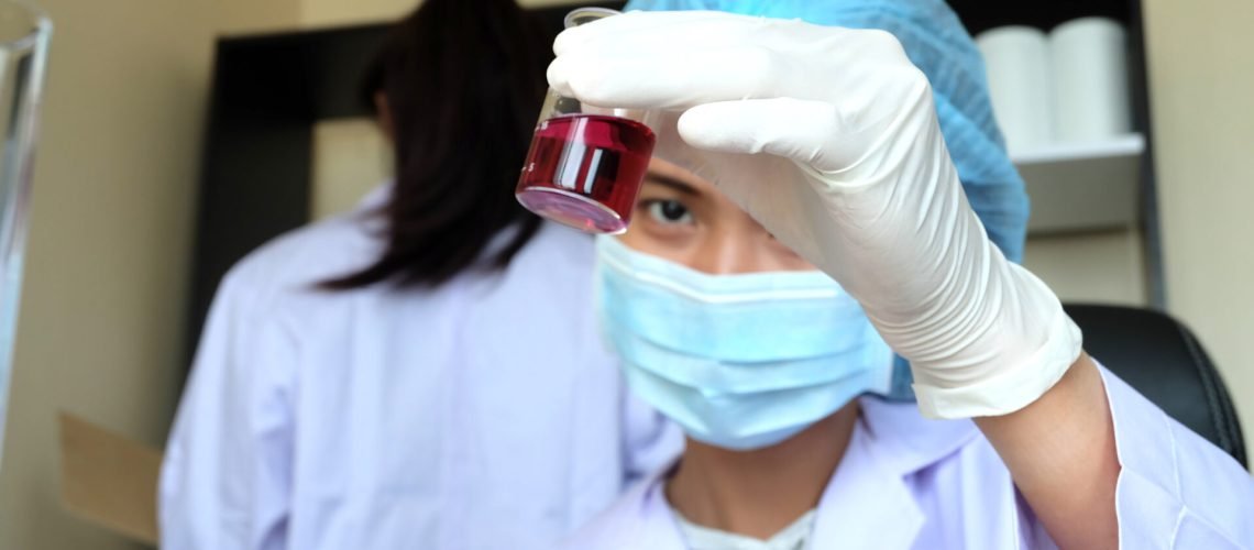 researching in laboratory